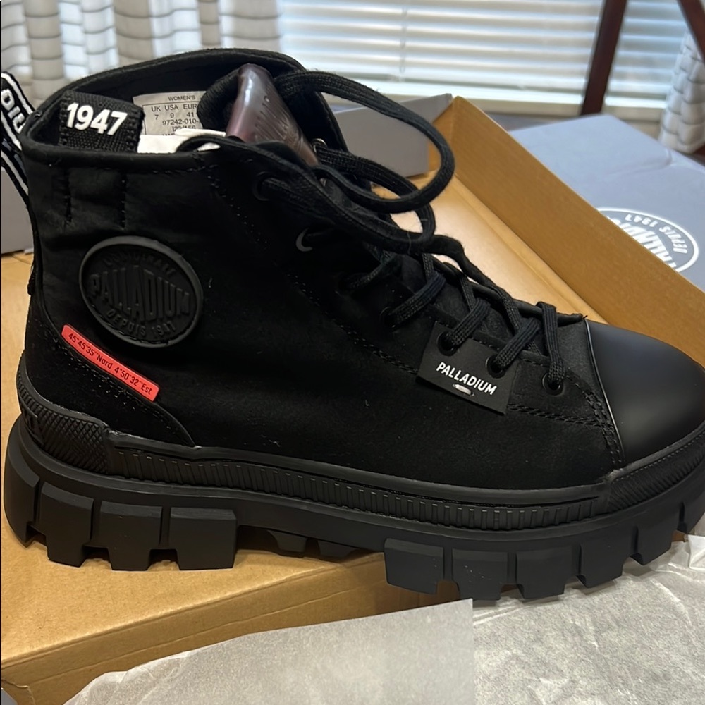 Palladium Black Combat Boots with Rugged Sole